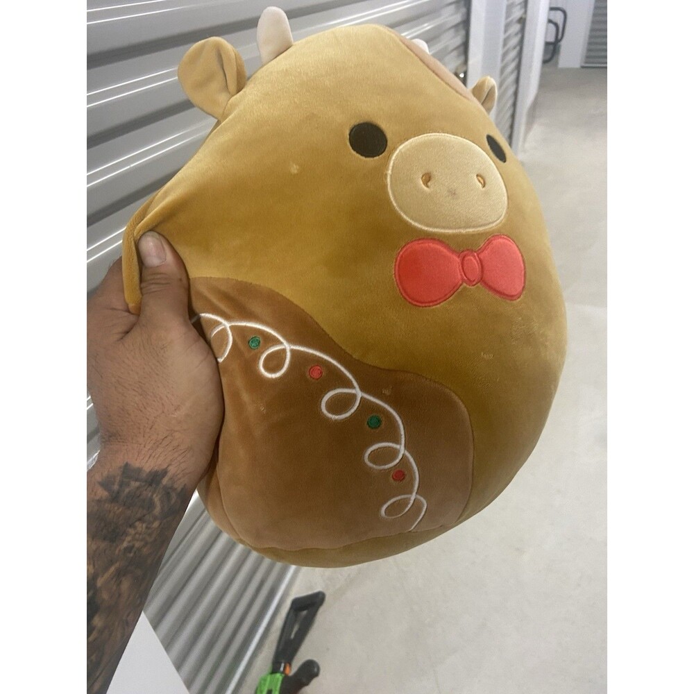 1 Squishmallows Jericho the Cow 11” Christmas Gingerbread 2024 Stuffed Plush